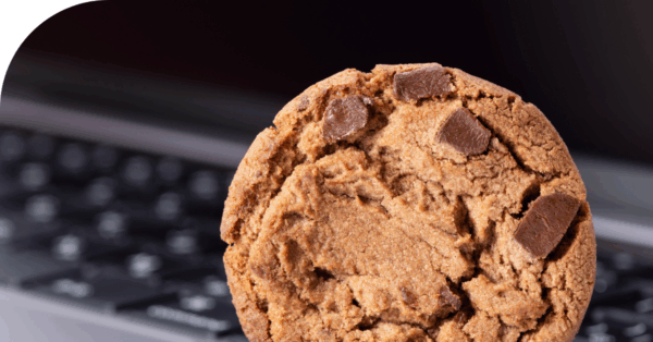 A cookie on a keyboard.