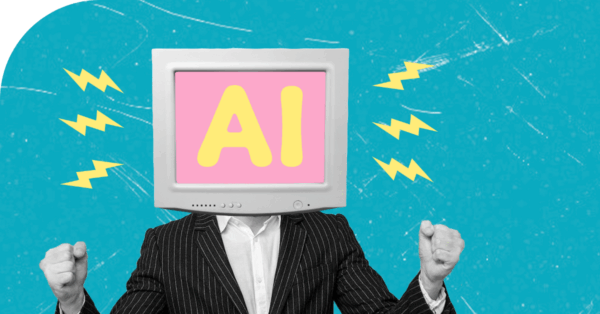 Man with AI PC on head